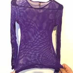 Hot Topic | Tops | Purple Fishnet Top With Thumb Holes | Poshmark